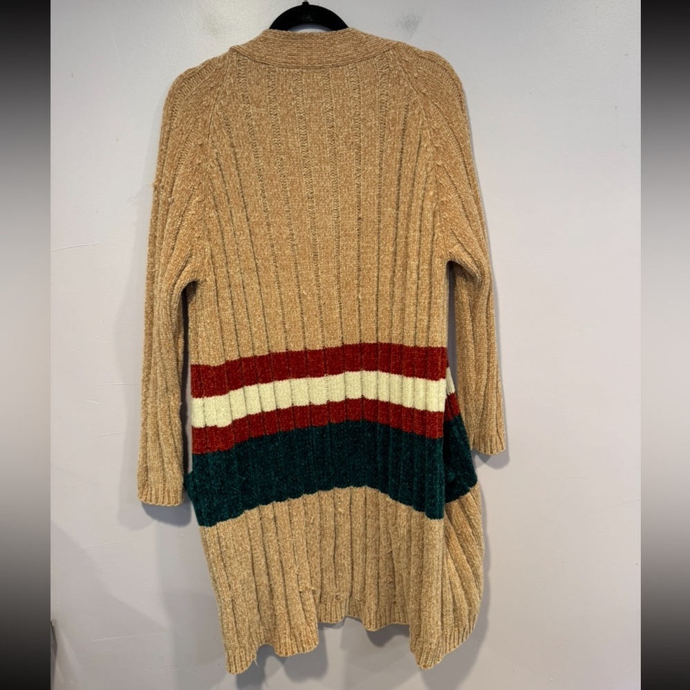Alya super soft tan red white and green striped Cardigan - Picture 6 of 6